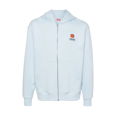 KENZO Blue Logo Print Zip-Up Hoodie Jacket FD55SW4424MF-63