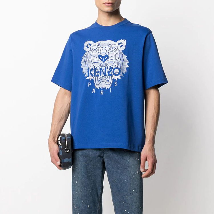 KENZO Blue Tiger Logo Embroidered Short Sleeve T-Shirt. JHC-4YF-5TS069 圖 3