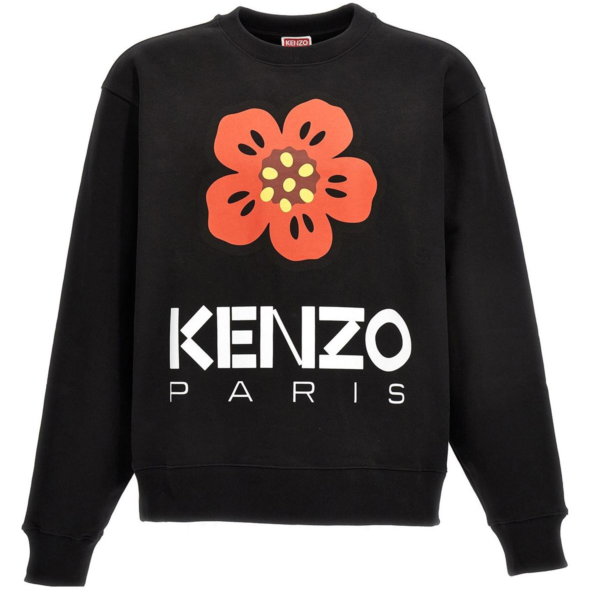 KENZO BOKE Floral Crewneck Sweatshirt Black  Long Sleeve. FD55SW4454ME99J