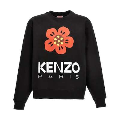 KENZO BOKE Floral Crewneck Sweatshirt Black Long Sleeve. FD55SW4454ME99J