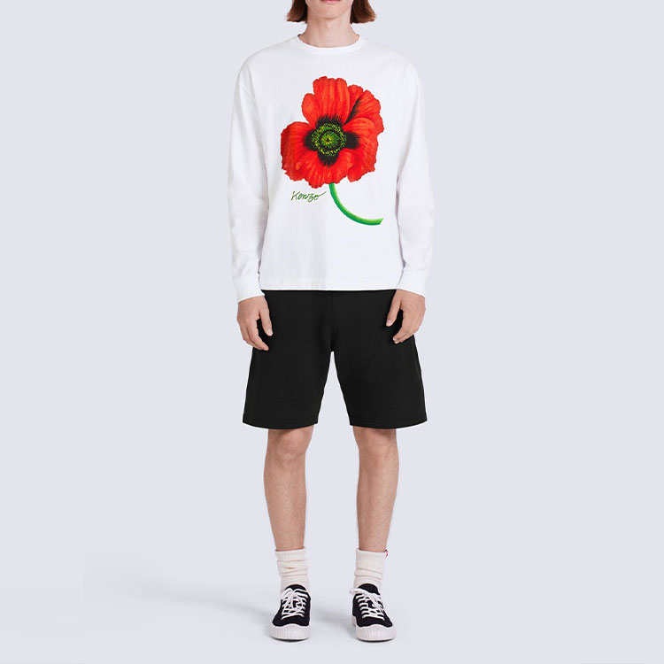 Shop KENZO BOKE Seluar Pendek Kasual Logo Bunga Sulam Hitam Siri Bunga. FC65PA7944MF-99J