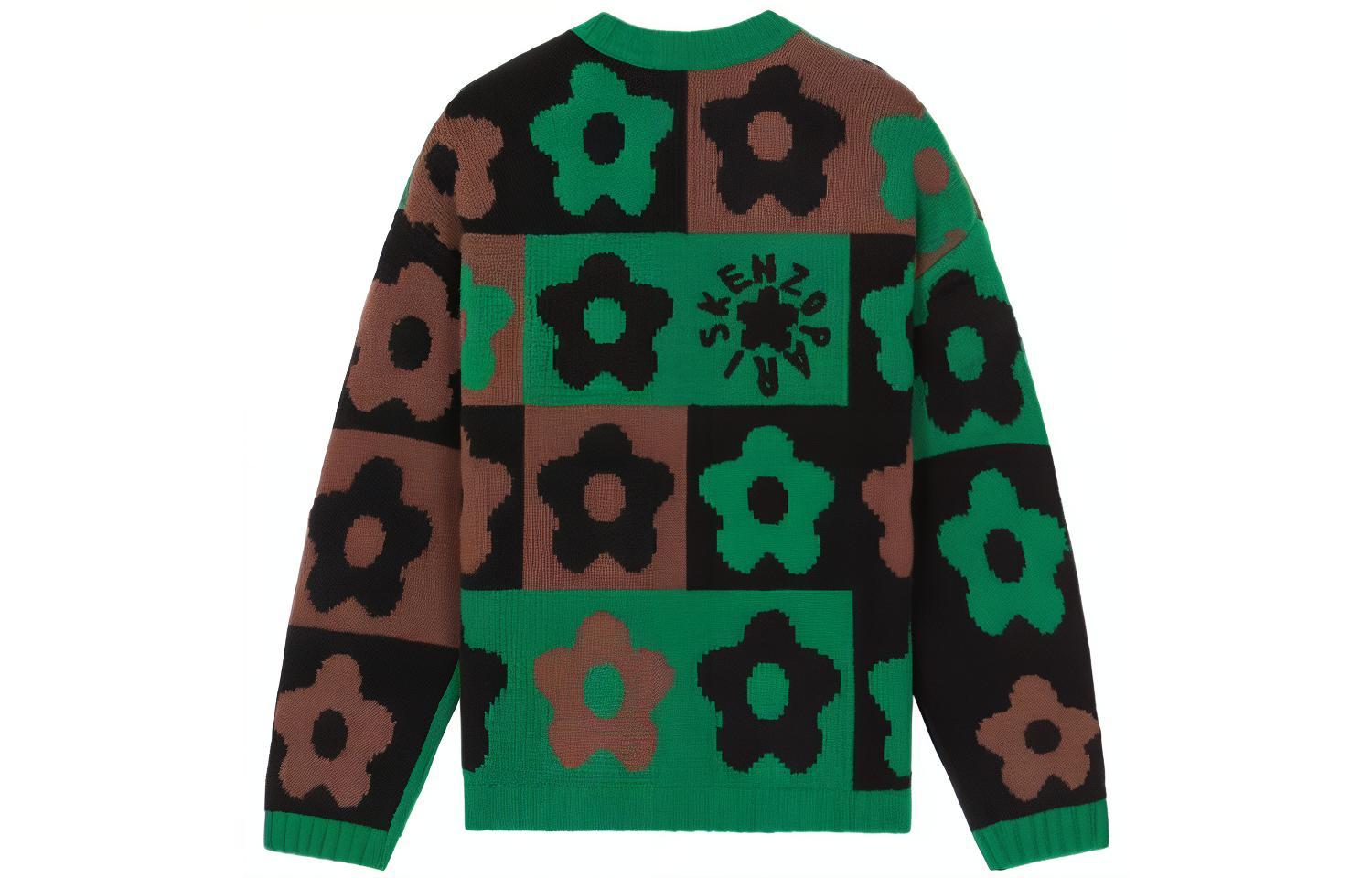 KENZO Boke Flower Checkerboard Knit Pullover Jumper Green  Sweater. FD65PU4043CH57 圖 3