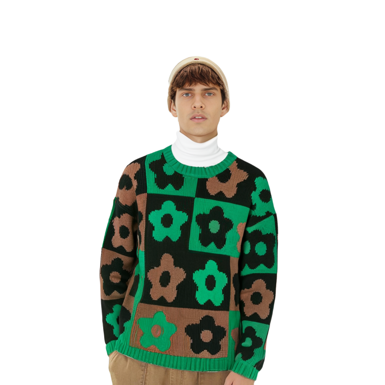 KENZO Boke Flower Checkerboard Knit Pullover Jumper Green  Sweater. FD65PU4043CH57 圖 5
