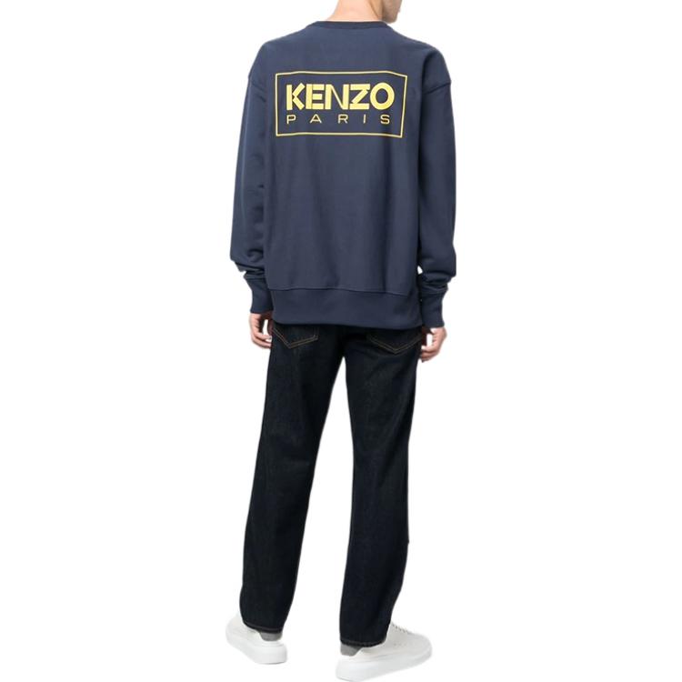 Purchase KENZO Boke Flower FW22 Logo Print Crewneck Sweatshirt Midnight Blue Men. FC65SW4184MC-77