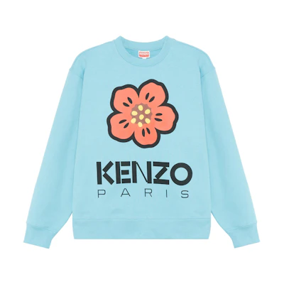 Kenzo Boke Flower Logo Print Blue Pullover Sweatshirt for Teens FD55SW4454ME69