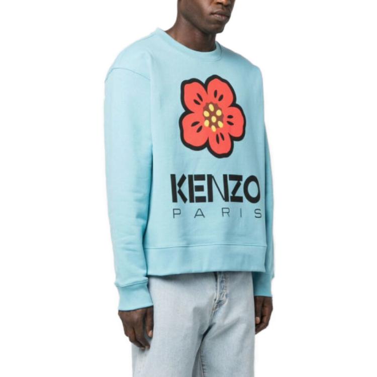 Kenzo Boke Flower Logo Print Blue Pullover Sweatshirt for Teens FD55SW4454ME69 圖 5