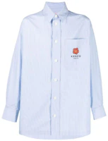 KENZO BOKE Flower Series FW22 Blue Long-Sleeve Shirt with Floral Logo Unisex. FC65CH5079LA-64 KENZO BOKE Flower Series FW22 Blue Long-Sleeve Shirt with Floral Logo Unisex. FC65CH5079LA-64