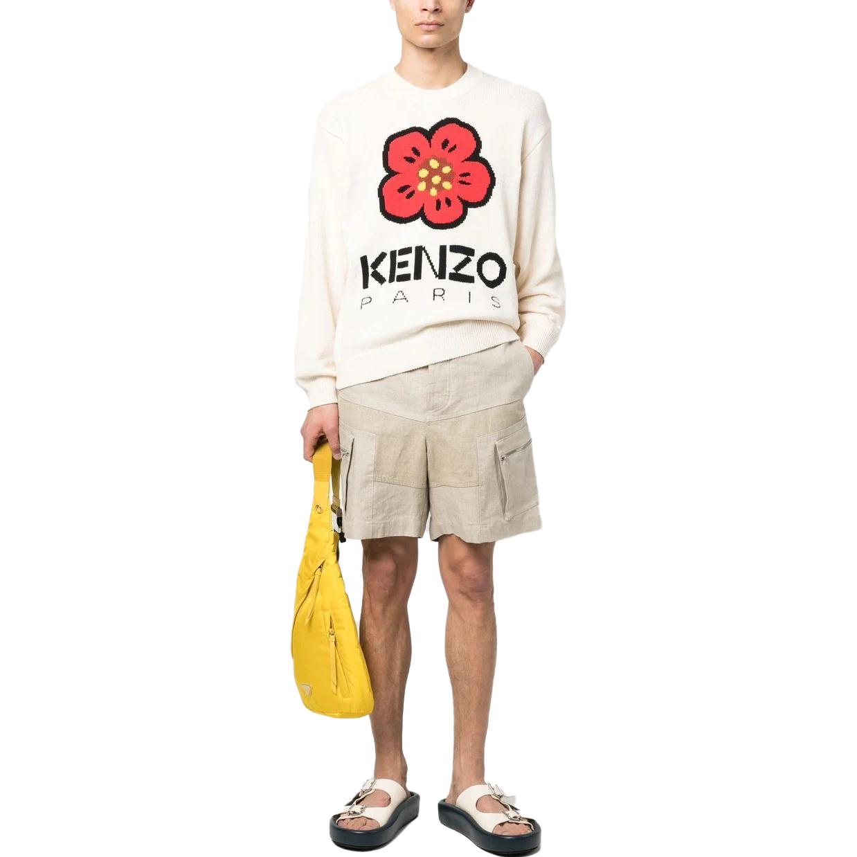 Lookbook KENZO BOKE Flower Series SS23  White Logo Knit Sweater. FD55PU3803LD-02
