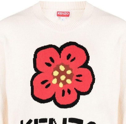 KENZO BOKE Flower Series SS23 White Logo Knit Sweater. FD55PU3803LD-02 Details for KENZO BOKE Flower Series SS23 White Logo Knit Sweater. FD55PU3803LD-02