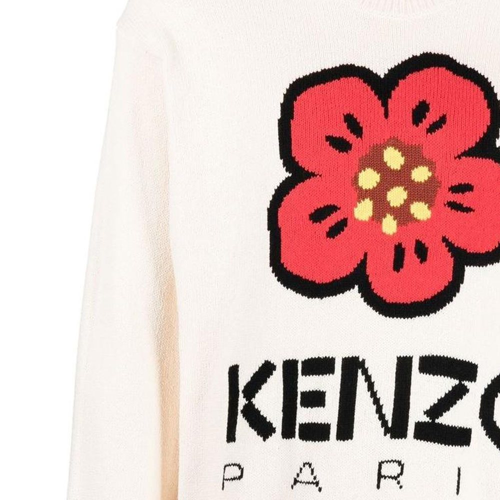 Sizing KENZO BOKE Flower Series SS23  White Logo Knit Sweater. FD55PU3803LD-02
