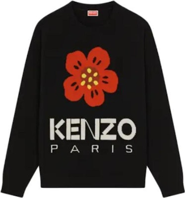 ケンゾー ボケフラワーセーター ブラック フローラルインターシャクルーネックジャンパー FD65PU4273LD-99J Buy ケンゾー ボケフラワーセーター ブラック フローラルインターシャクルーネックジャンパー FD65PU4273LD-99J