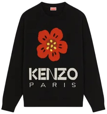 ケンゾー ボケフラワーセーター ブラック フローラルインターシャクルーネックジャンパー FD65PU4273LD-99J Order ケンゾー ボケフラワーセーター ブラック フローラルインターシャクルーネックジャンパー FD65PU4273LD-99J