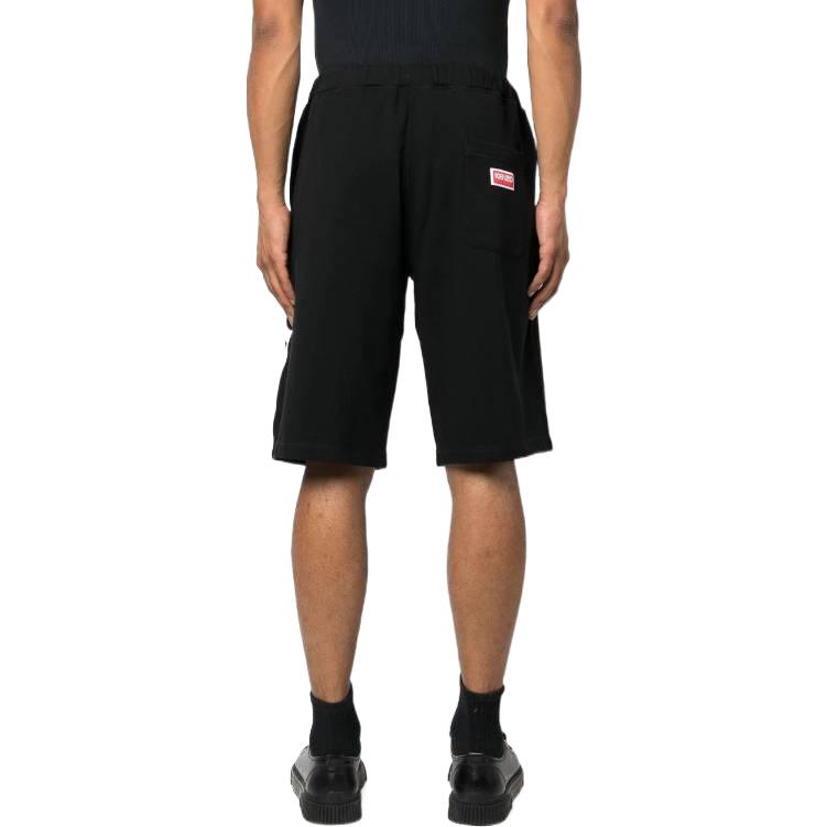 Shop KENZO 日本木槿花標誌黑色男士休閒短褲 Bermuda Shorts. FD55PA7464MF-99J