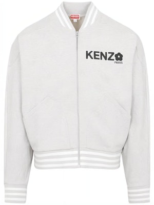 KENZO Boke Series Logo Print Jacket with Striped Trim - Grey. FD55SW4784MF-93 Order KENZO Boke Series Logo Print Jacket with Striped Trim - Grey. FD55SW4784MF-93