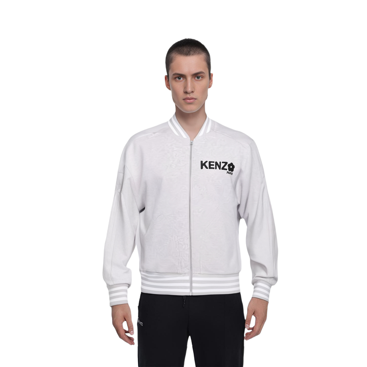 Purchase KENZO Boke Series  Logo Print Jacket with Striped Trim - Grey. FD55SW4784MF-93