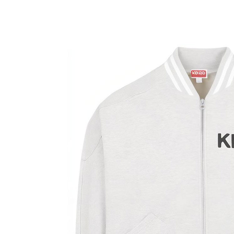 Details for KENZO Boke Series  Logo Print Jacket with Striped Trim - Grey. FD55SW4784MF-93