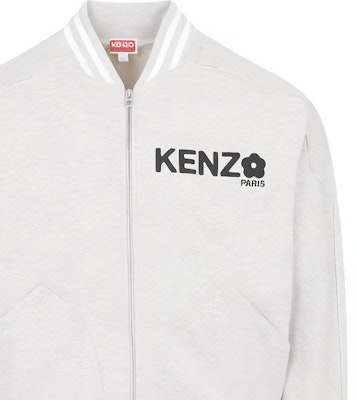 KENZO Boke Series Logo Print Jacket with Striped Trim - Grey. FD55SW4784MF-93 Sizing KENZO Boke Series Logo Print Jacket with Striped Trim - Grey. FD55SW4784MF-93