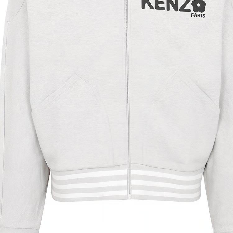 Cheap KENZO Boke Series  Logo Print Jacket with Striped Trim - Grey. FD55SW4784MF-93