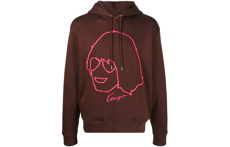 KENZO Brown Sketch Print Pullover Hoodie FB65SW3074ML-90