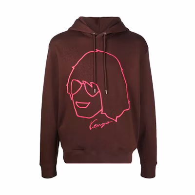KENZO Brown Sketch Print Pullover Hoodie FB65SW3074ML-90