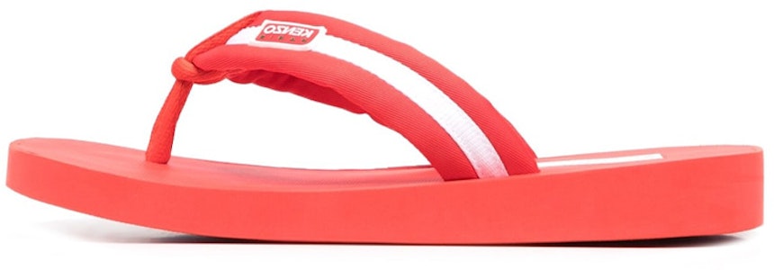 KENZO 高田賢三 布料 平底人字拖 時尚涼拖 男款 紅白 Buy KENZO 高田賢三 布料 平底人字拖 時尚涼拖 男款 紅白