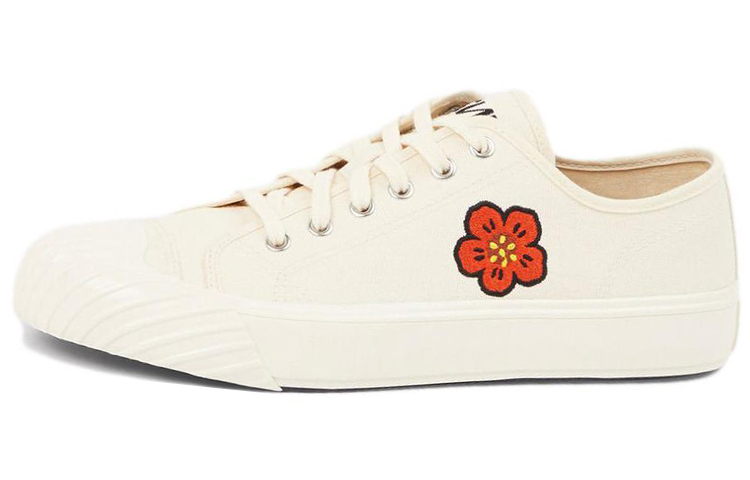 Buy KENZO 高田賢三 帆布 花朵 低筒繫帶 時尚板鞋 白色