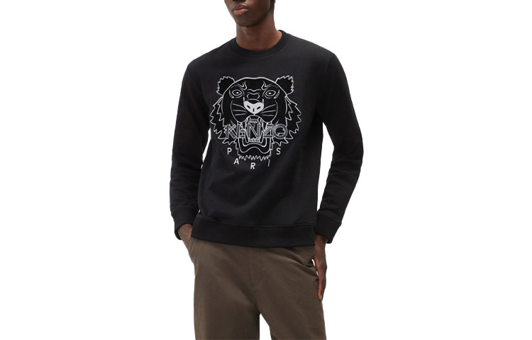 KENZO Capsule Collection Logo Embroidered Crewneck Sweatshirt Black FB65SW1204MZ-99
