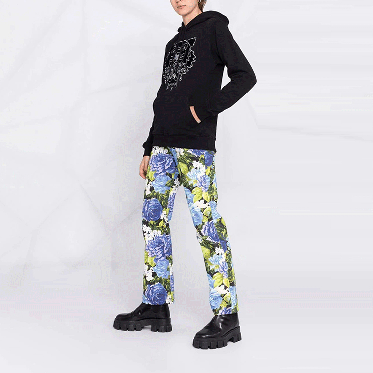 Purchase KENZO Capsule Tiger Logo Embroidered Hoodie Black  Sweatshirt. FB65SW3304MZ-99