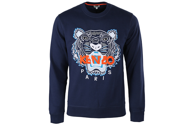 KENZO Casual Fashion Tiger Head Logo Sweatshirt Navy Blue 5SW001-4XC-78