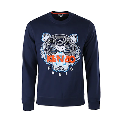 KENZO Casual Fashion Tiger Head Logo Sweatshirt Navy Blue 5SW001-4XC-78