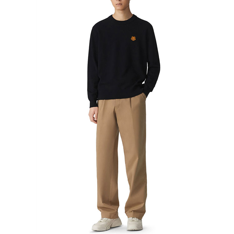 Shop KENZO Classic Embroidered Tiger Wool Sweater Black FA65PU5373TA-99