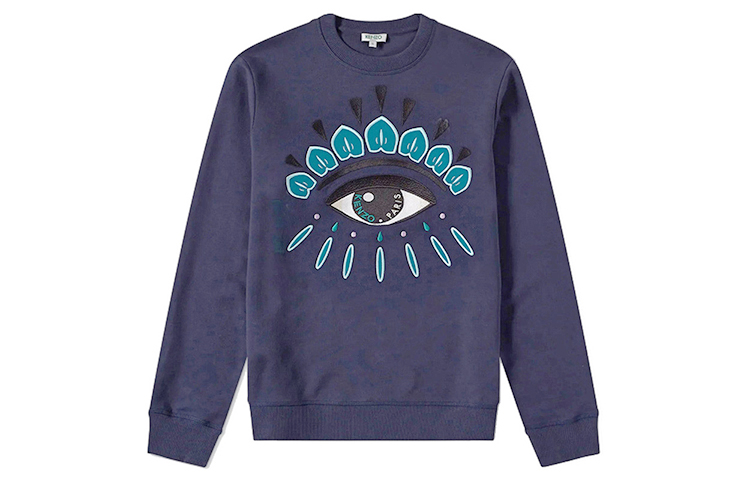 KENZO Classic Eye Embroidered Cartoon Print Long Sleeve Sweatshirt Navy F865SW0554XC-78