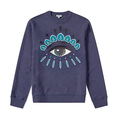 KENZO Classic Eye Embroidered Cartoon Print Long Sleeve Sweatshirt Navy F865SW0554XC-78