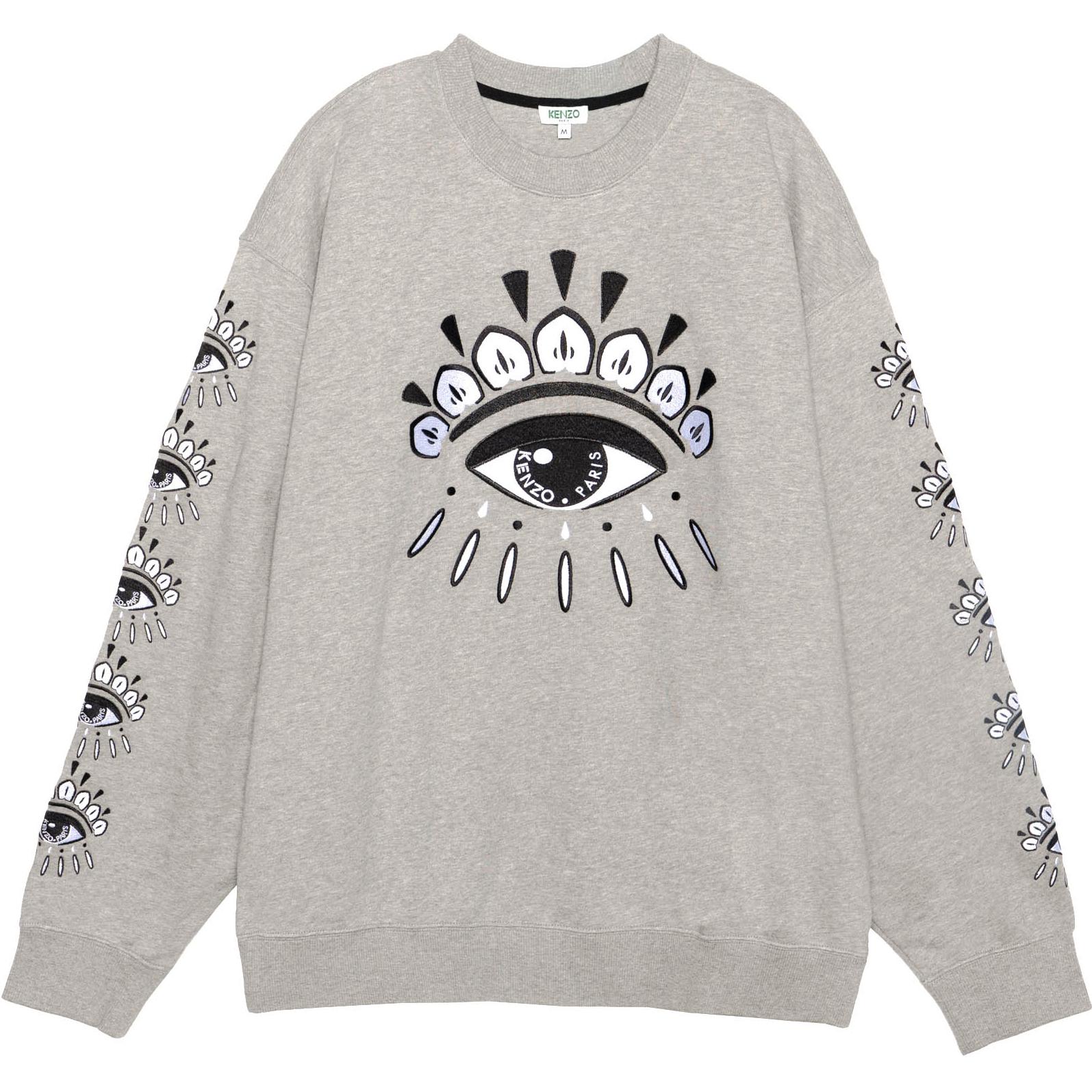 KENZO Classic Grey Eye Lash Crewneck Sweatshirt Grey F955SW5584XJ-94