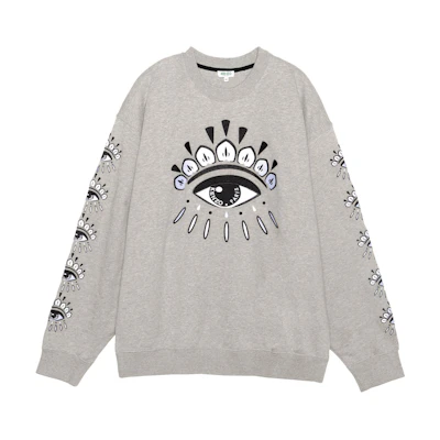 KENZO Classic Grey Eye Lash Crewneck Sweatshirt Grey F955SW5584XJ-94
