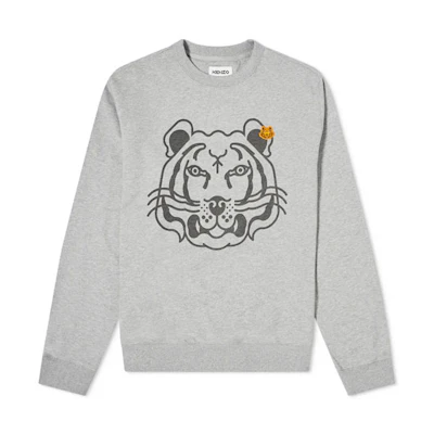 KENZO Classic Tiger Embroidered Sweatshirt Pearl Grey Long Sleeve FB65SW0054MO-94