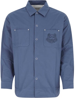 KENZO クラシックタイガー刺繍ボタンアップ長袖シャツ ブルー FC55CH5089CI-67 Buy KENZO クラシックタイガー刺繍ボタンアップ長袖シャツ ブルー FC55CH5089CI-67