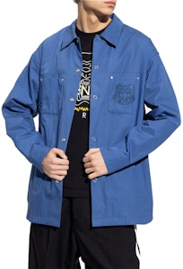 KENZO クラシックタイガー刺繍ボタンアップ長袖シャツ ブルー FC55CH5089CI-67 Shop KENZO クラシックタイガー刺繍ボタンアップ長袖シャツ ブルー FC55CH5089CI-67