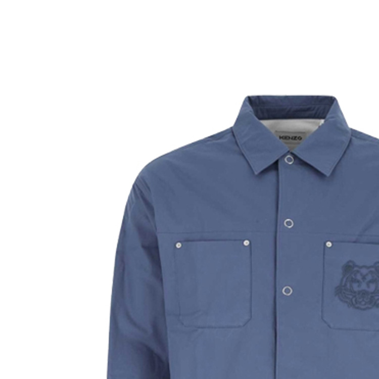 Details for KENZO クラシックタイガー刺繍ボタンアップ長袖シャツ ブルー FC55CH5089CI-67