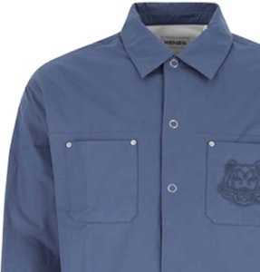 KENZO クラシックタイガー刺繍ボタンアップ長袖シャツ ブルー FC55CH5089CI-67 Details for KENZO クラシックタイガー刺繍ボタンアップ長袖シャツ ブルー FC55CH5089CI-67