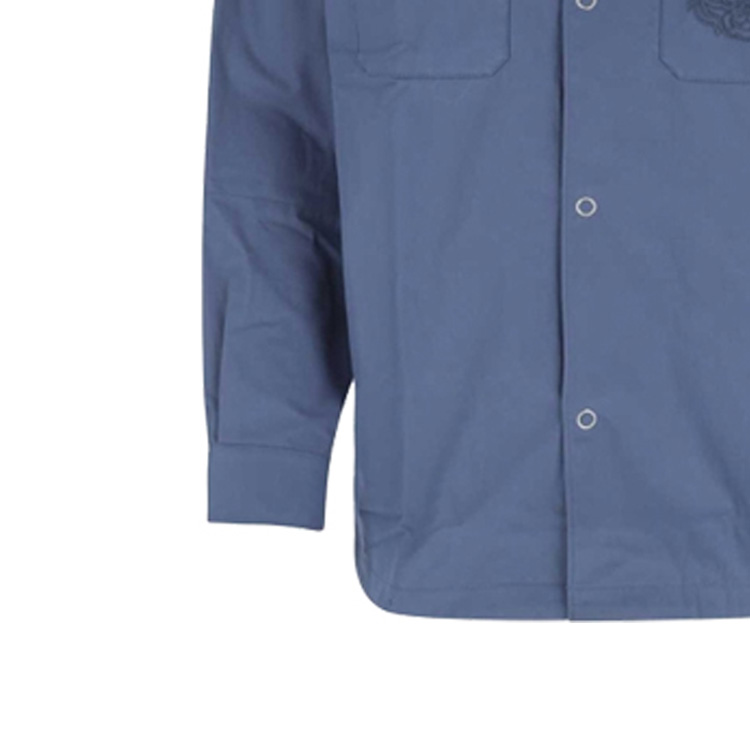 Sizing KENZO クラシックタイガー刺繍ボタンアップ長袖シャツ ブルー FC55CH5089CI-67