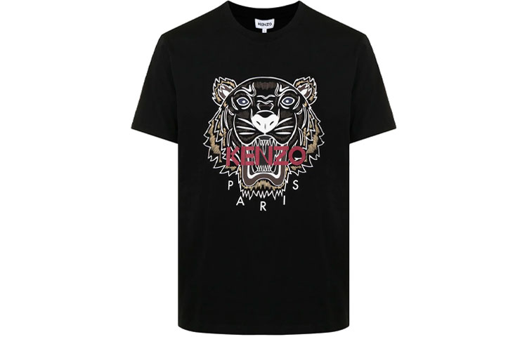 KENZO Classic Tiger Graphic Black Crewneck  T-Shirt. FB65TS0204YA-99
