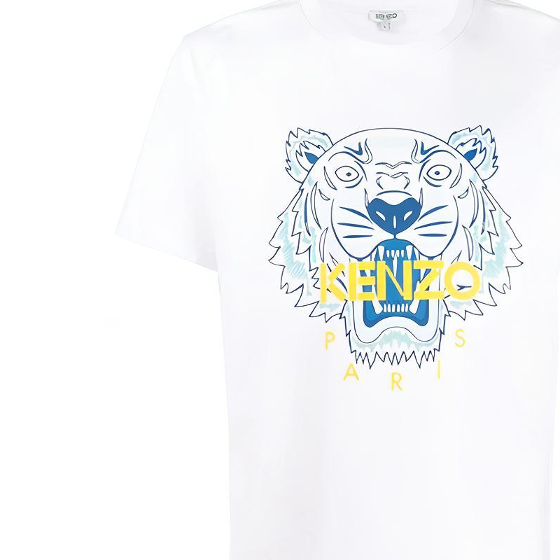 Sizing KENZO Klasik T-Shirt Harimau Putih Lelaki FA55TS0504YA-01