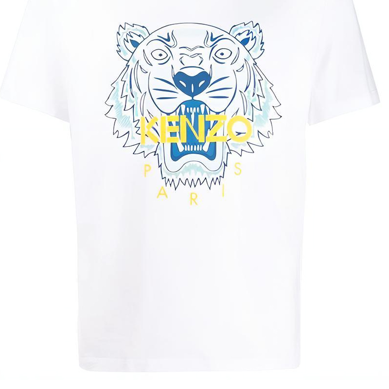 Cheap KENZO Klasik T-Shirt Harimau Putih Lelaki FA55TS0504YA-01