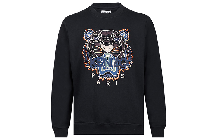 KENZO Classic Tiger Head Embroidered Crewneck Sweatshirt Black Mens FC65SW1234XL-99