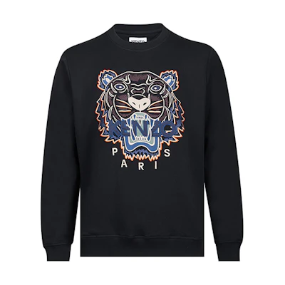 KENZO Classic Tiger Head Embroidered Crewneck Sweatshirt Black Mens FC65SW1234XL-99
