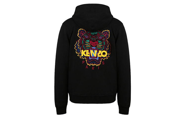KENZO Classic Tiger Head Embroidered Zip Hoodie Black F965BL7214XA-99