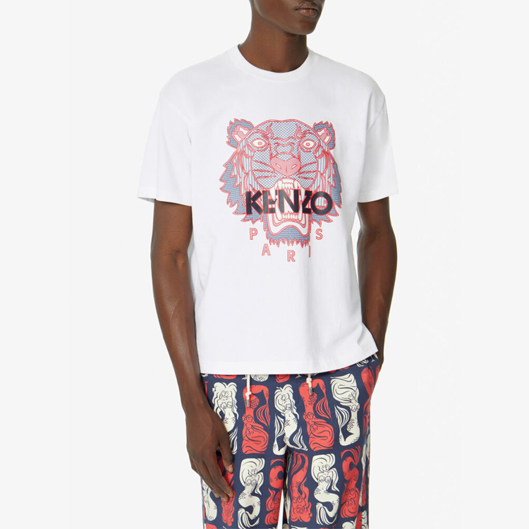 Shop Camiseta Blanca de Algodón KENZO Classic Tiger Head SS20 FA5-5TS511-4YO-01