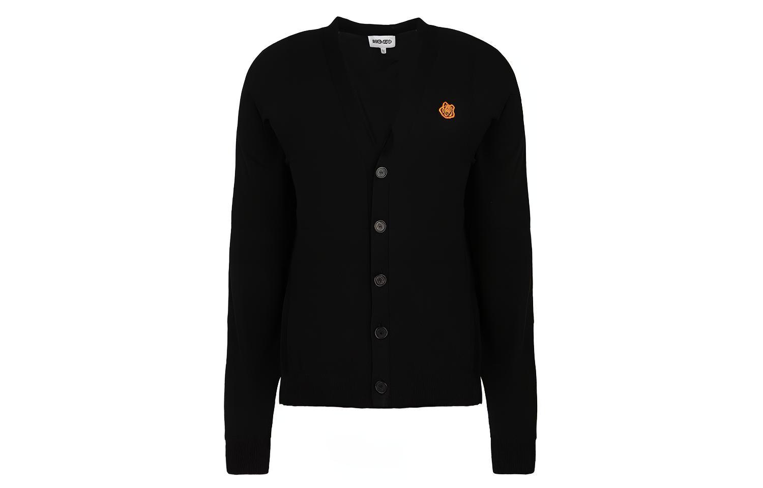 KENZO Classic Tiger Logo Embroidered Black Long Sleeve Cardigan FB55CA5813TB-99