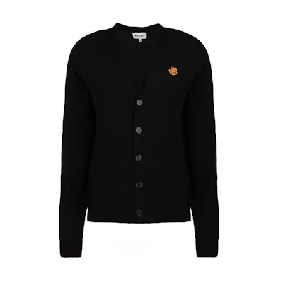 KENZO Classic Tiger Logo Embroidered Black Long Sleeve Cardigan FB55CA5813TB-99